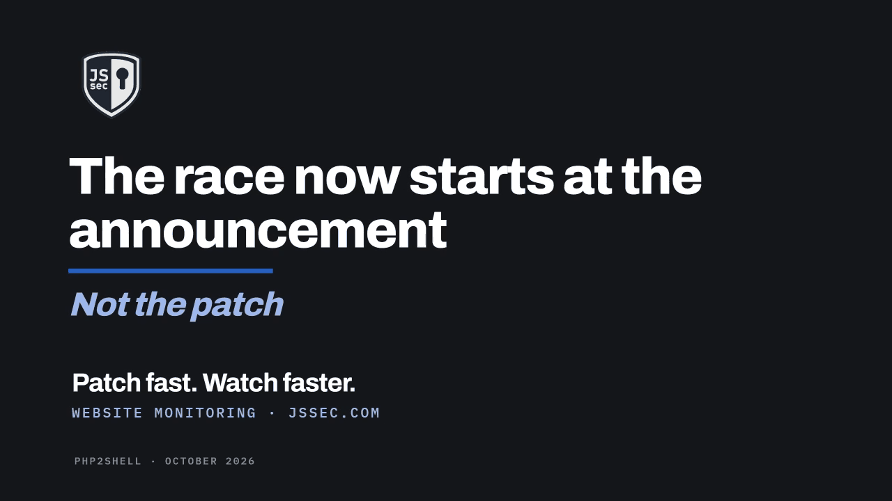 The race now starts at the announcement, not the patch. Patch fast. Watch faster.